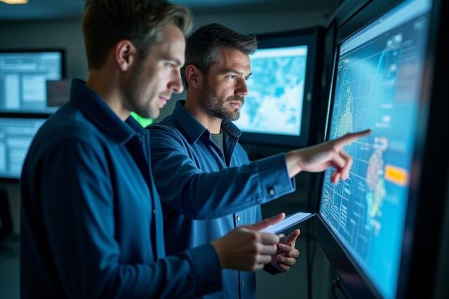 Ingenieure arbeiten an hochentwickelter Navigationstechnologie