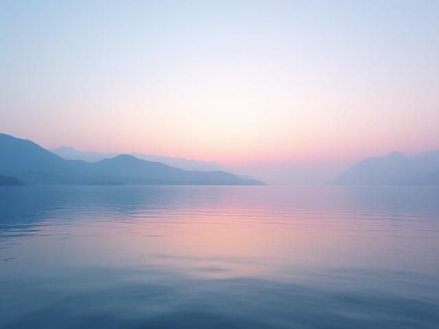 Blick über den Bodensee mit Alpen im Hintergrund bei Sonnenaufgang